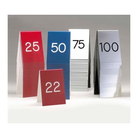 Cal-Mil Engraved Number Tent Sets No 51-75 Red W/ White Engraving 3-1/2W x 5H 271C-1
